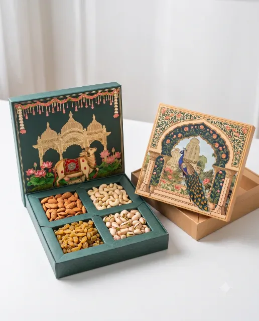 Shahi Nandi & Shahi Peacock - Diwali Dry Fruit Gifting Box