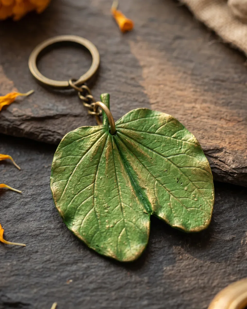 Apta Leaf Keychain - Green / Golden